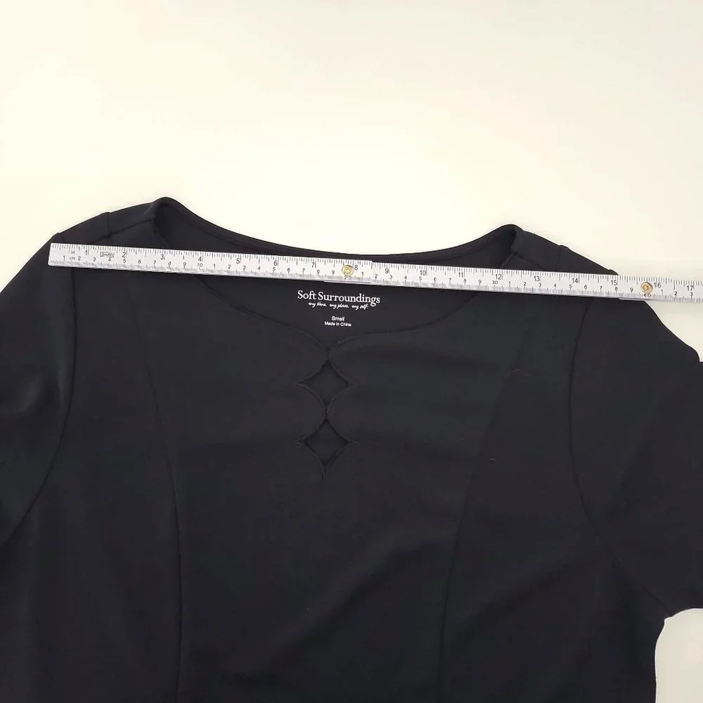 Soft Surroundings Black Eyelet Diamond Long Sleeve Sheath Dress Size Small - Picture 11 of 11